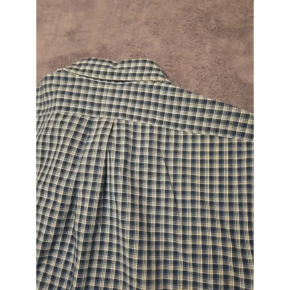 Ralph Lauren Indigo Oxford Shirt Mens Large Blue Plaid Short Sleeve Button Down - Picture 11 of 12